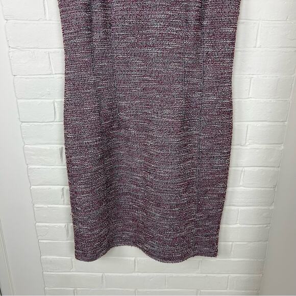 LOFT Mixed Red Boucle Tweed Knit Sleeveless Career Sheath Dress Size 8P - Picture 4 of 10